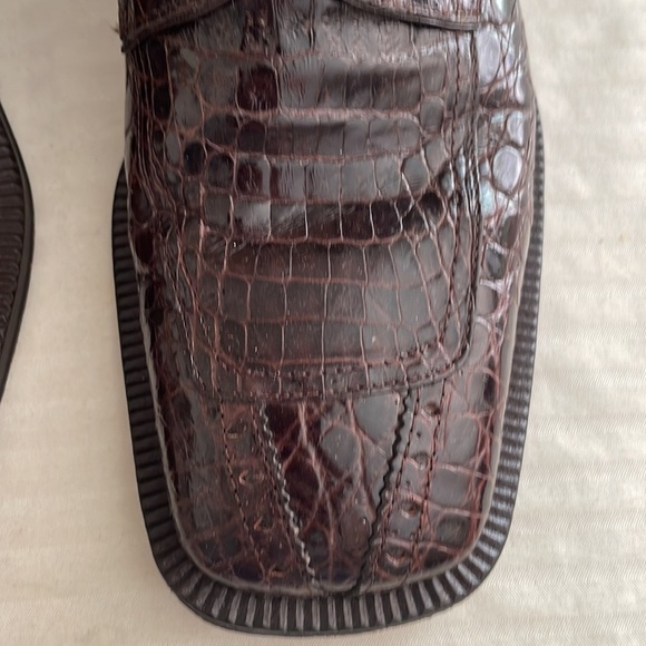 David Eden Glasgow Crocodile Head Brown Dress Shoes Men’s size 8 Exotic Leather - Picture 9 of 13